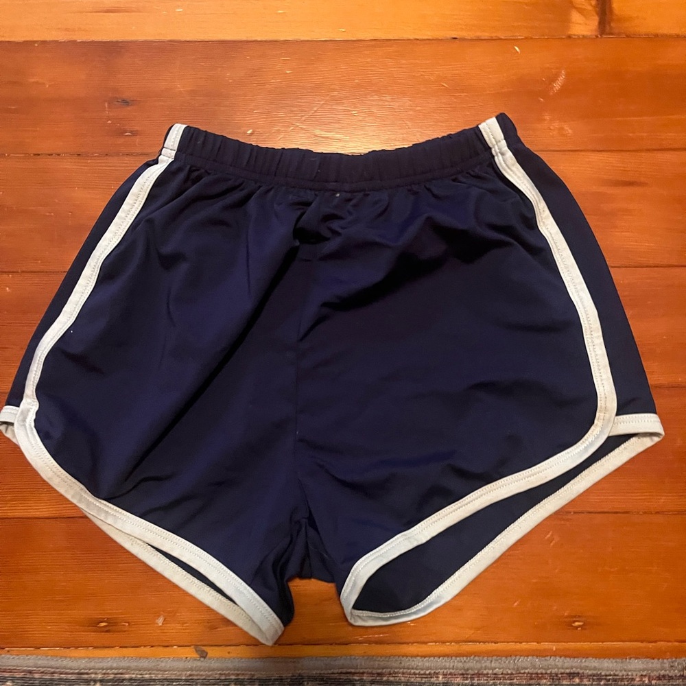 Navy Women's Athletic Shorts with White Trim